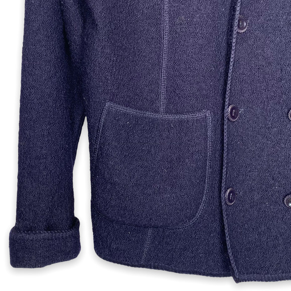 Vintage L.L. Bean Navy Blue Wool Blazer Jacket Petitie Medium - Picture 3 of 4